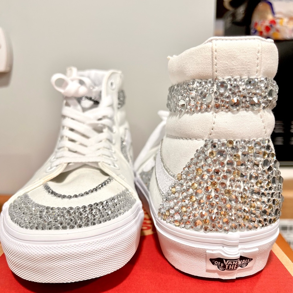 White, high top, Rhinestone Vans - Picture 5 of 6